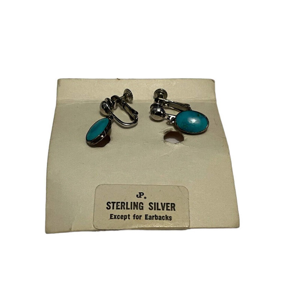 Vintage Navajo Native American Turquoise Earrings JP Sterling Dangle Jewelry
